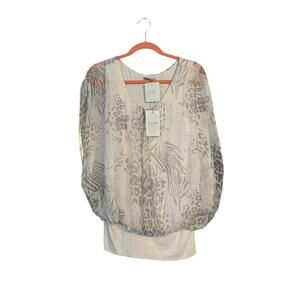 Elena Bald 100% Silk Blouse Made in Italy M Sleeveless Contemporary Classic NEW